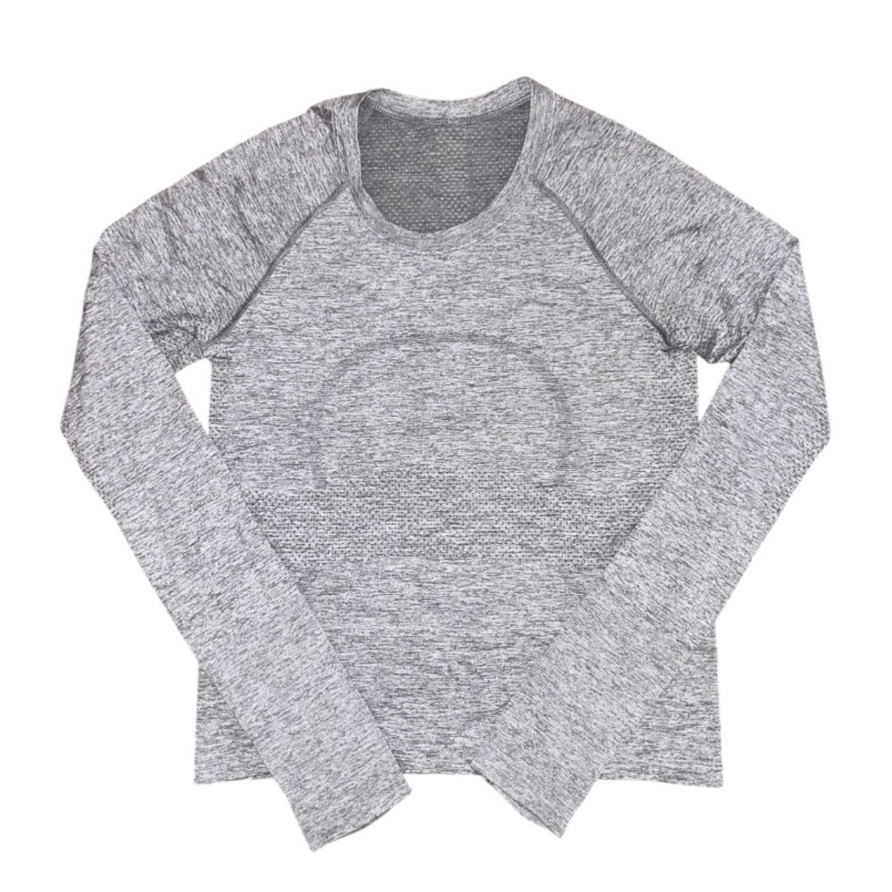 Lululemon Swiftly Tech Long Sleeve 2.0, Waist Length, Slate/White, Sz. 6